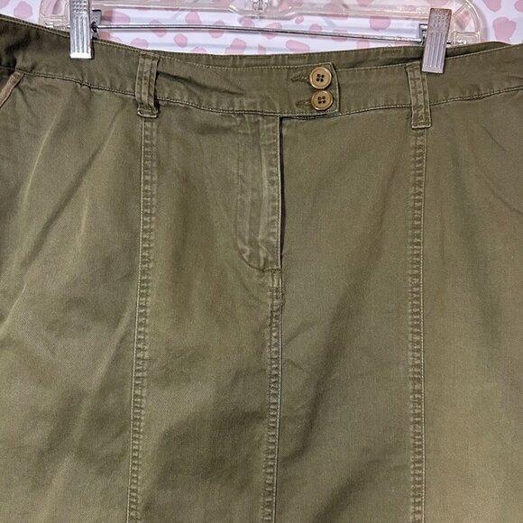 Cato Woman Maxi Skirt Long Modest Cotton Sz 18W Army Green Boho Cottage Academia - Picture 3 of 10